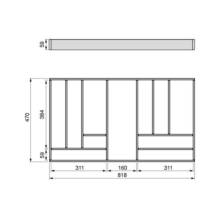 Emuca NEU | Ausziehbarer Schubladenorganizer 900x500, Aluminium, Anthrazitgrau