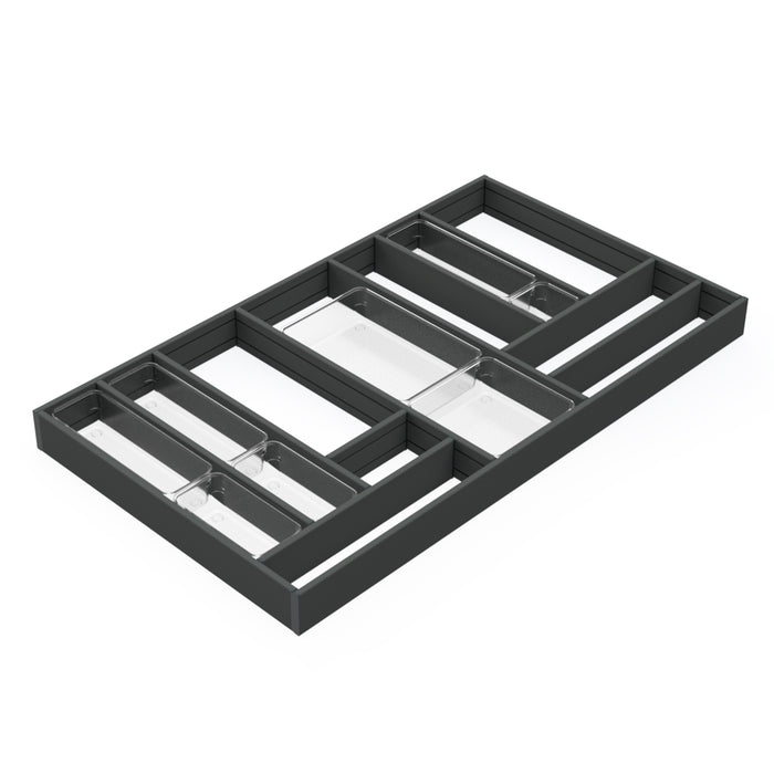 Emuca NEU | Ausziehbarer Schubladenorganizer 900x500, Aluminium, Anthrazitgrau