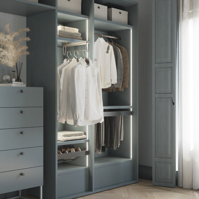 Rahmen mit Softclose-Vollauszug für Quartz-Gehäusebeschläge, 837-863mm, Titanium, Aluminium und Kunststoff