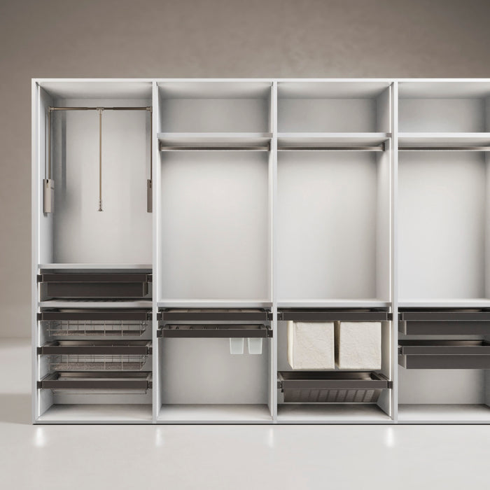 Emuca NEU | Rahmen mit Softclose-Vollauszug für Quartz-Gehäusebeschläge, 612-638mm, Titanium, Aluminium und Kunststoff