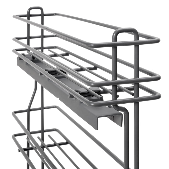 Emuca NEU | TitaneMax ausziehbares Flaschenregal SupraMax mit sanfter Schließung, linke Seite, 3 Tablets, Modul 150mm, Stahl, Anthrazitgrau