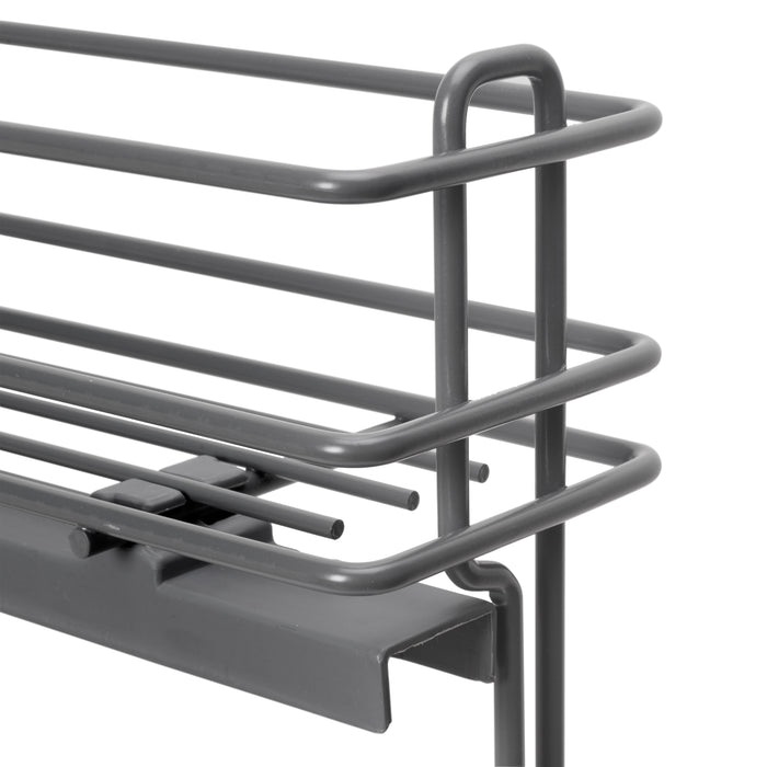 Emuca NEU | TitaneMax ausziehbares Flaschenregal SupraMax mit sanfter Schließung, linke Seite, 3 Tablets, Modul 150mm, Stahl, Anthrazitgrau