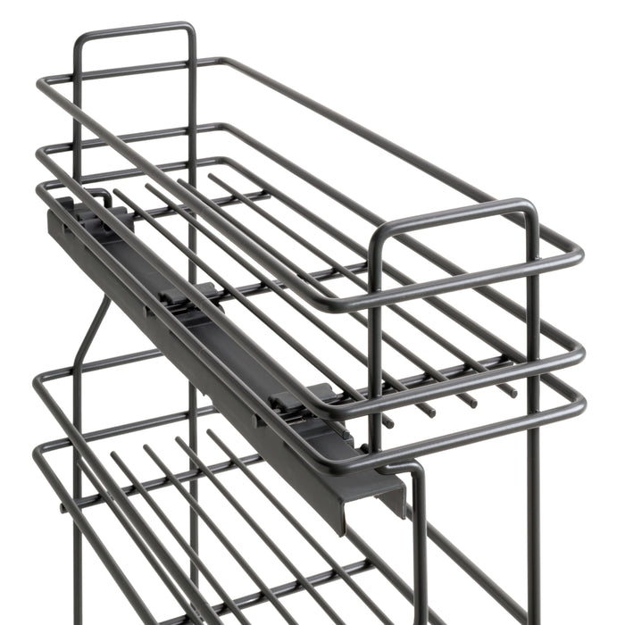 Emuca NEU | TitaneMax ausziehbares Flaschenregal SupraMax mit sanfter Schließung, linke Seite, 3 Tablets, Modul 200mm, Stahl, Anthrazitgrau