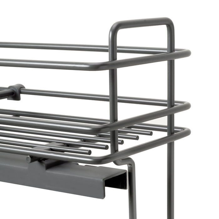 Emuca NEU | TitaneMax ausziehbares Flaschenregal SupraMax mit sanfter Schließung, linke Seite, 3 Tablets, Modul 200mm, Stahl, Anthrazitgrau