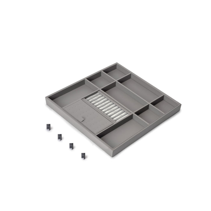 Organisationsschublade für Schränke und Kommoden Quartz, 440 (M60), Öko-Leder und Holz, Titanium