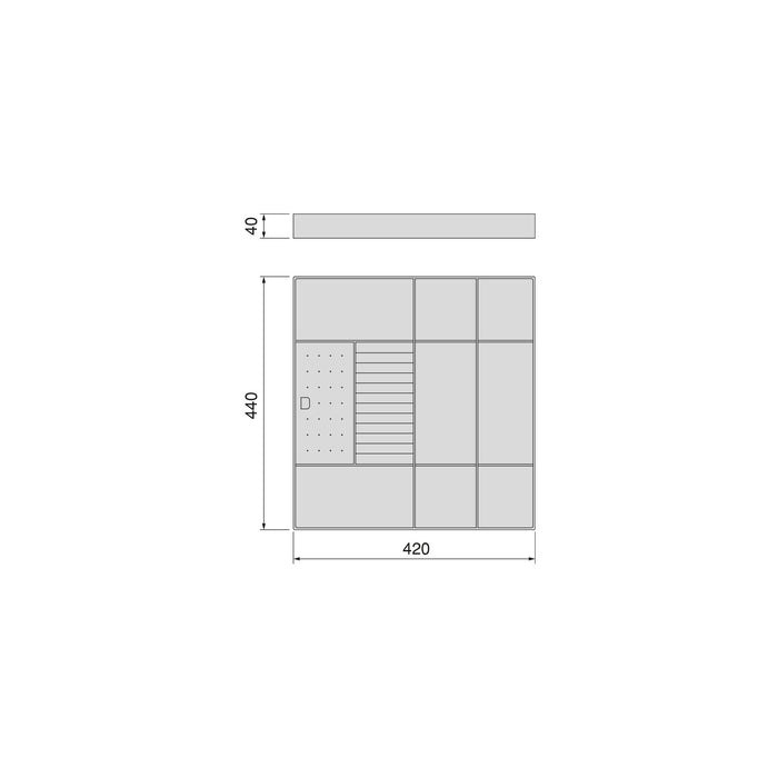 Organisationsschublade für Schränke und Kommoden Quartz, 440 (M60), Öko-Leder und Holz, Titanium