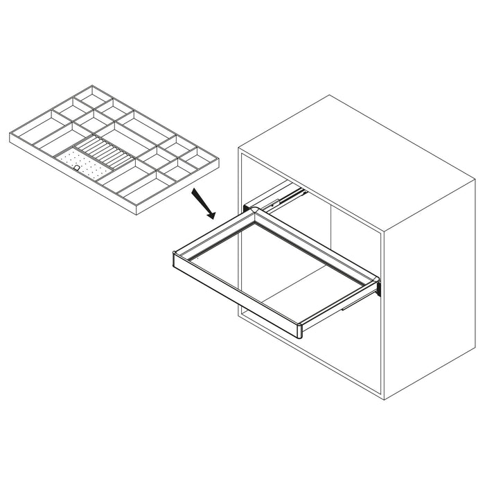 Organisationsschublade für Schränke und Kommoden Quartz, 440 (M60), Öko-Leder und Holz, Titanium