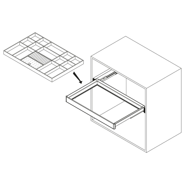 Emuca NEU | Organisationsschublade für Schränke und Kommoden Quartz, 740 (M90), Öko-Leder und Holz, Titanium