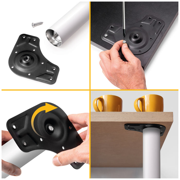 Emuca NEU | Lot von 4 Tischbeine, Durchmesser 60mm, H 830mm, Stahl, Weiß lackiert