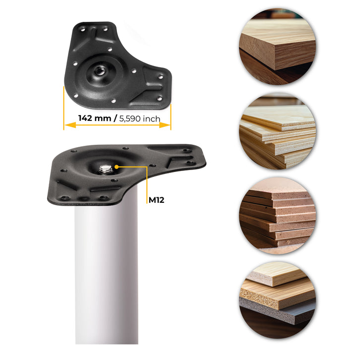 Emuca NEU | Lot von 4 Tischbeine, Durchmesser 60mm, H 830mm, Stahl, Weiß lackiert