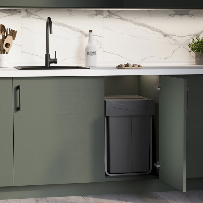 RecyclingRecyclingbehälterRecycle zur Bodenmontage und manuellen Entnahme in Küchenzeilen, 2x25l, Kunststoff anthrazitgrau