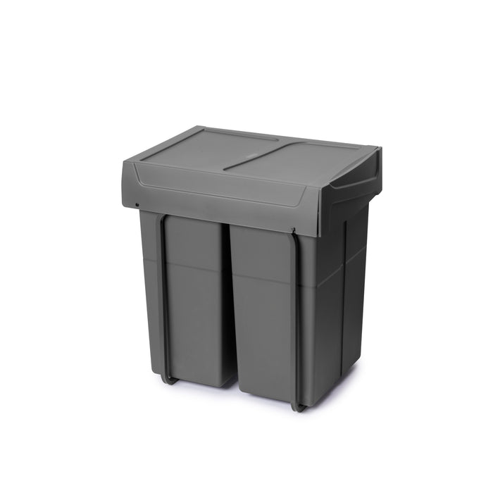 Emuca NEU | RecyclingRecyclingbehälterRecycle zur Bodenmontage und manuellen Entnahme in Küchenzeilen, 2x25l, Kunststoff anthrazitgrau
