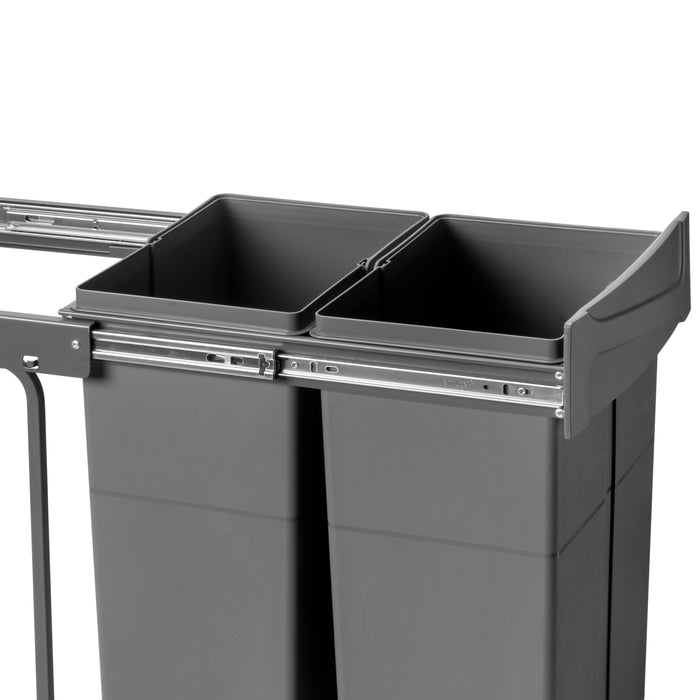 Emuca NEU | RecyclingRecyclingbehälterRecycle zur Bodenmontage und manuellen Entnahme in Küchenzeilen, 2x25l, Kunststoff anthrazitgrau