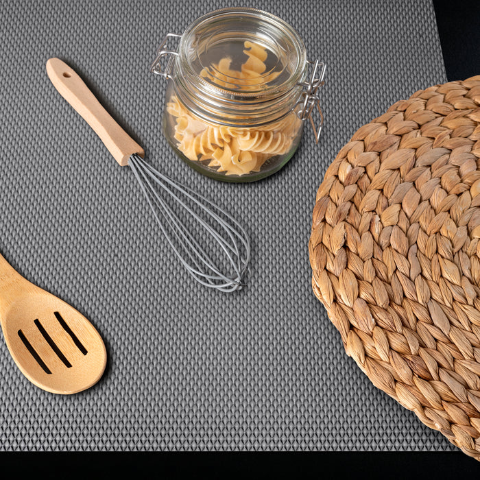 Emuca NEU | Antirutschmatte für Schublade, Minirhomb, Länge 20m x 480mm, Kunststoff, Anthrazitgrau