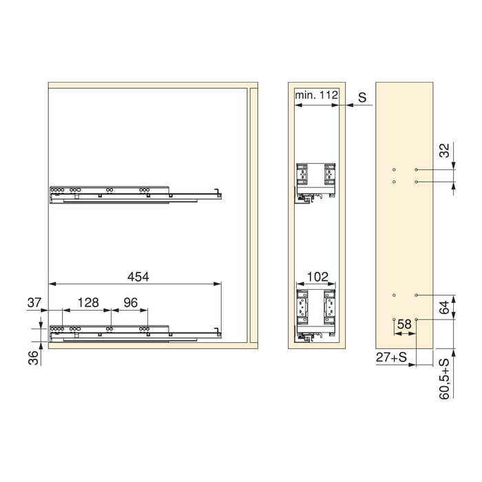 Seitlich ausziehbarer Titan Simplex-Flaschenhalter mit Soft-Close, Modul 150mm, Anthrazitgrau