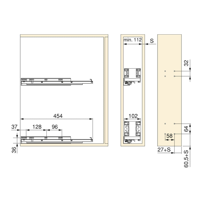 Emuca NEU | Seitlich ausziehbarer Titan Simplex-Flaschenhalter mit Soft-Close, Modul 150mm, Anthrazitgrau