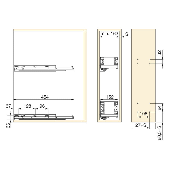 Seitlich ausziehbarer Titan Simplex-Flaschenhalter mit Soft-Close, Modul 200mm, Anthrazitgrau
