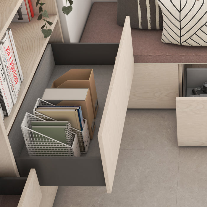 Emuca NEU | Aussenschublade Vertex mit 3D-Regelung, Höhe 178mm, 40Kg, Brettstärke von 18mm, Tiefe 350mm, Stahl, Anthrazitgrau