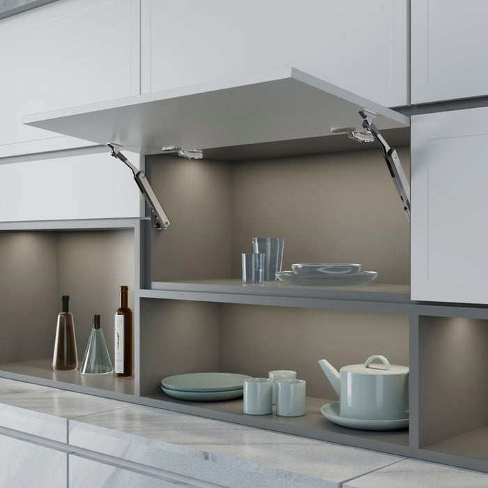 Emuca NEU | Klappensystem Altius One, Kraftbereich 576-959, Stahl, Titanium