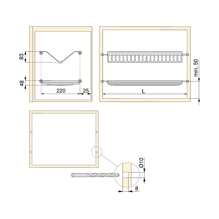 Emuca NEU | Abtropfgestell aus rostfreiem Stahl Drynox, Modul 600mm, Edelstahl