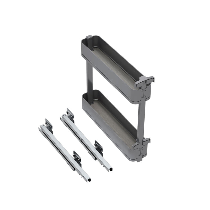 Flaschenregal seitlich ausziehbar Harmony mit Soft-Close, Modul Breite 150mm Höhe 700mm, Stahl und Holz, Anthrazitgrau