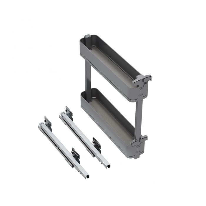 Emuca NEU | Flaschenregal seitlich ausziehbar Harmony mit Soft-Close, Modul Breite 150mm Höhe 700mm, Stahl und Holz, Anthrazitgrau