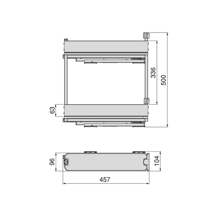 Emuca NEU | Flaschenregal seitlich ausziehbar Harmony mit Soft-Close, Modul Breite 150mm Höhe 700mm, Stahl und Holz, Anthrazitgrau