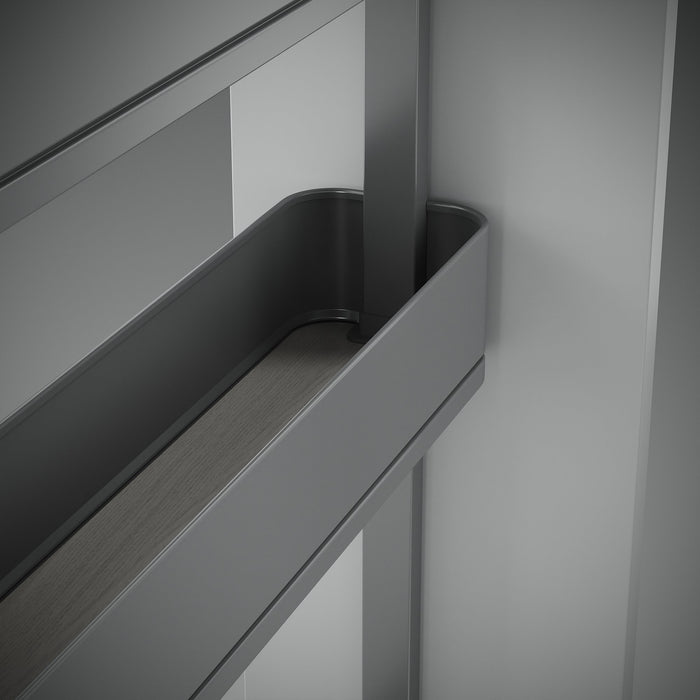 Flaschenregal seitlich ausziehbar Harmony mit Soft-Close, Modul Breite 200mm Höhe 700mm, Stahl und Holz, Anthrazitgrau