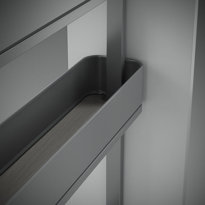 Emuca NEU | Flaschenregal seitlich ausziehbar Harmony mit Soft-Close, Modul Breite 150mm Höhe 700mm, Stahl und Holz, Anthrazitgrau