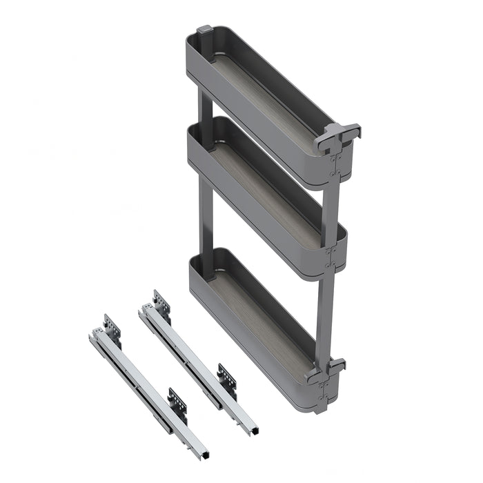 Emuca NEU | Flaschenregal seitlich ausziehbar Harmony mit Soft-Close, Modul Breite 150mm Höhe 800mm, Stahl und Holz, Anthrazitgrau