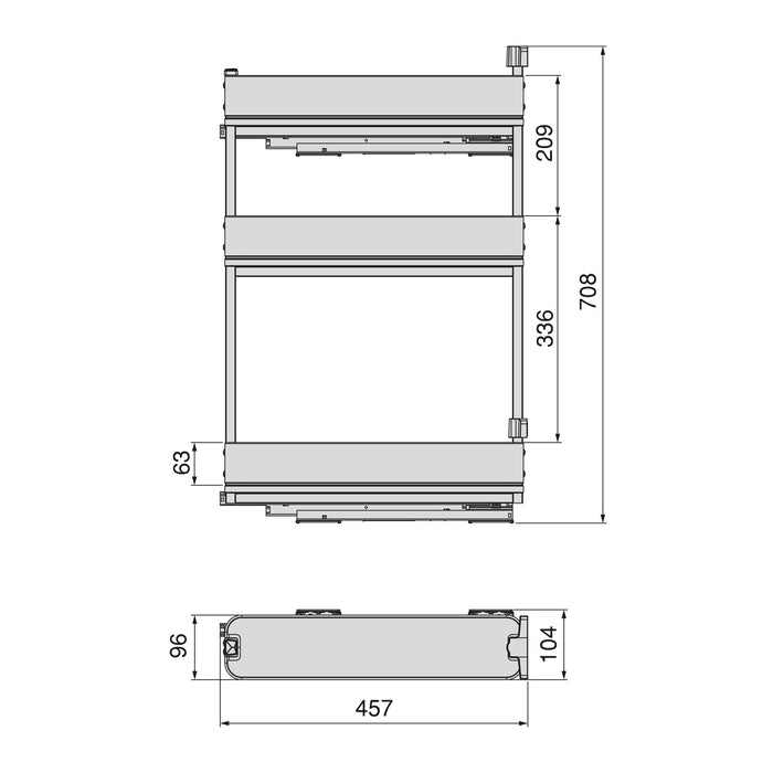 Emuca NEU | Flaschenregal seitlich ausziehbar Harmony mit Soft-Close, Modul Breite 150mm Höhe 800mm, Stahl und Holz, Anthrazitgrau