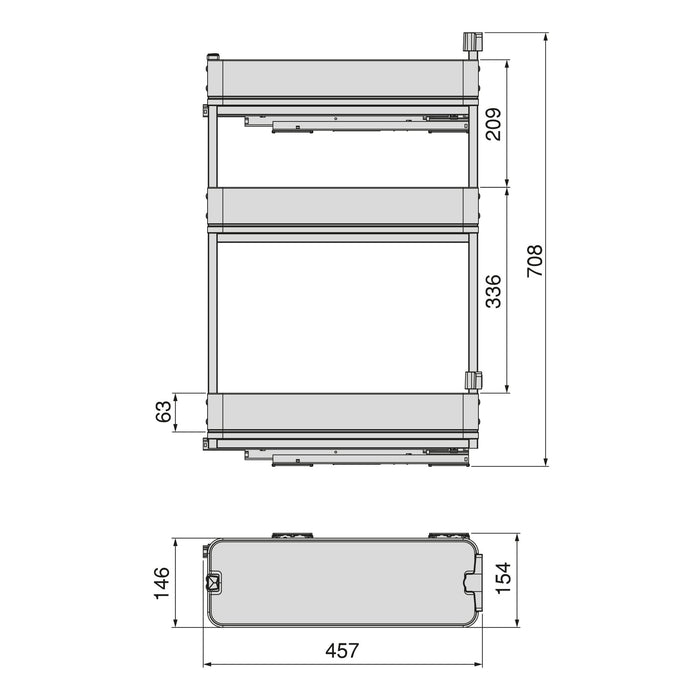 Flaschenregal seitlich ausziehbar Harmony mit Soft-Close, Modul Breite 200mm Höhe 800mm, Stahl und Holz, Anthrazitgrau