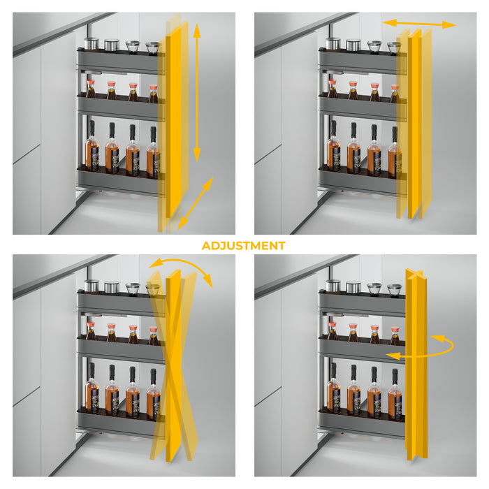 Emuca NEU | Flaschenregal seitlich ausziehbar Harmony mit Soft-Close, Modul Breite 200mm Höhe 800mm, Stahl und Holz, Anthrazitgrau