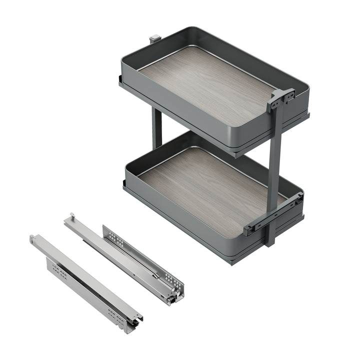 Emuca NEU | Harmony-Ausziehwagen mit Soft-Close, Modul Breite 300mm Höhe 700mm, Stahl und Holz, Anthrazitgrau