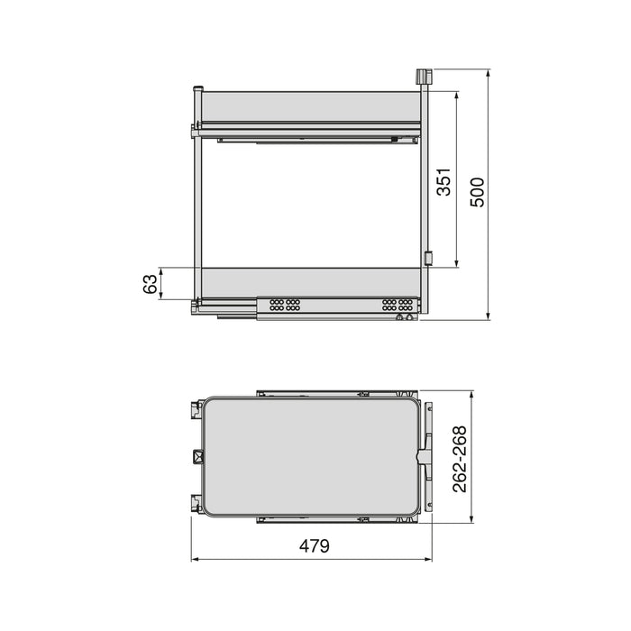 Emuca NEU | Harmony-Ausziehwagen mit Soft-Close, Modul Breite 300mm Höhe 700mm, Stahl und Holz, Anthrazitgrau