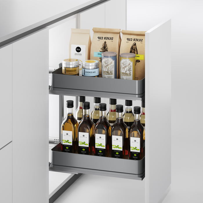 Emuca NEU | Harmony-Ausziehwagen mit Soft-Close, Modul Breite 300mm Höhe 700mm, Stahl und Holz, Anthrazitgrau