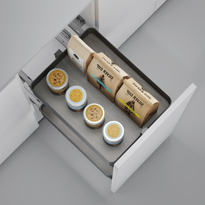 Emuca NEU | Harmony-Ausziehwagen mit Soft-Close, Modul Breite 300mm Höhe 700mm, Stahl und Holz, Anthrazitgrau