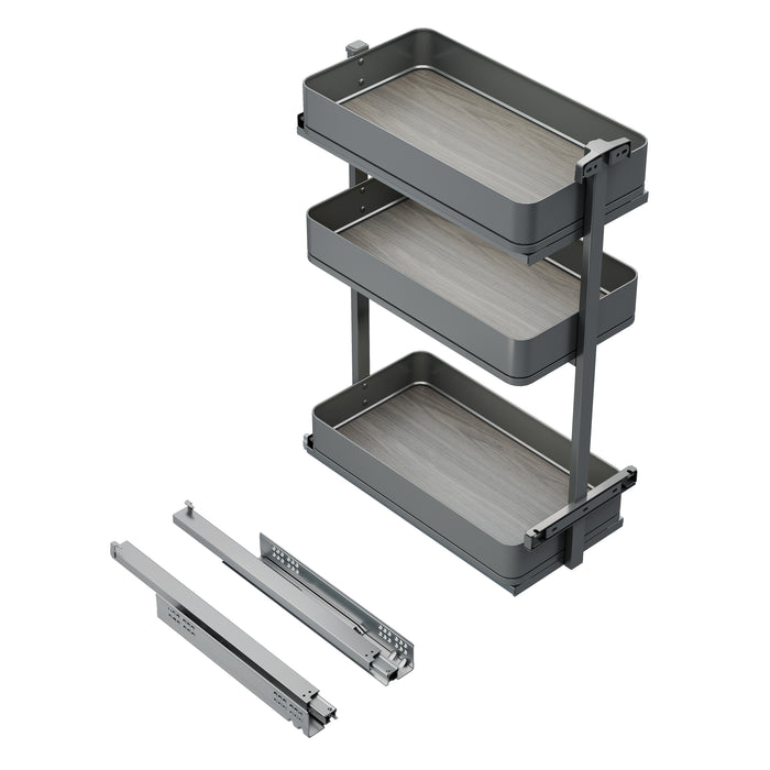 Emuca NEU | Harmony-Ausziehwagen mit Soft-Close, Modul Breite 300mm Höhe 800mm, Stahl und Holz, Anthrazitgrau