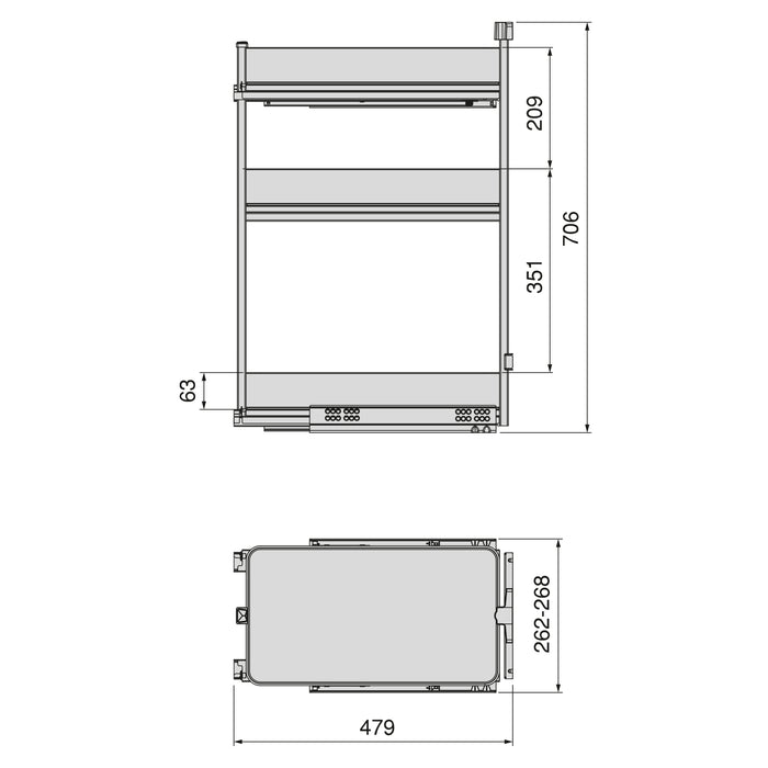 Emuca NEU | Harmony-Ausziehwagen mit Soft-Close, Modul Breite 300mm Höhe 800mm, Stahl und Holz, Anthrazitgrau