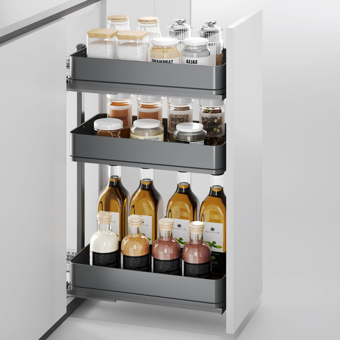 Harmony-Ausziehwagen mit Soft-Close, Modul Breite 300mm Höhe 800mm, Stahl und Holz, Anthrazitgrau