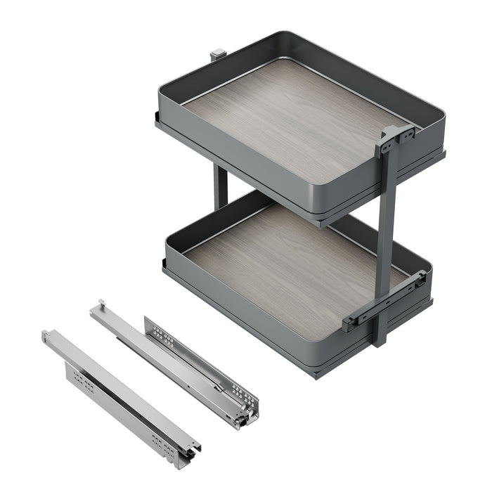 Harmony-Ausziehwagen mit Soft-Close, Modul Breite 400mm Höhe 700mm, Stahl und Holz, Anthrazitgrau