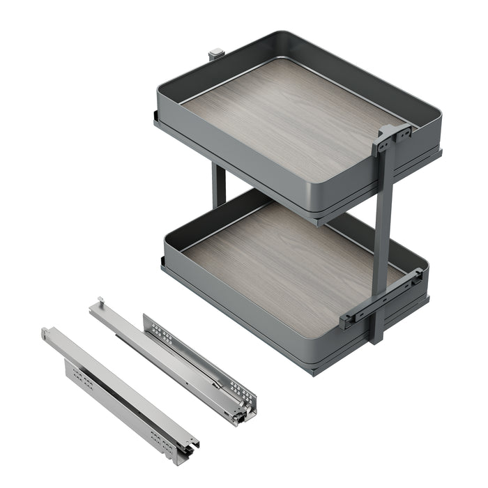 Emuca NEU | Harmony-Ausziehwagen mit Soft-Close, Modul Breite 400mm Höhe 700mm, Stahl und Holz, Anthrazitgrau