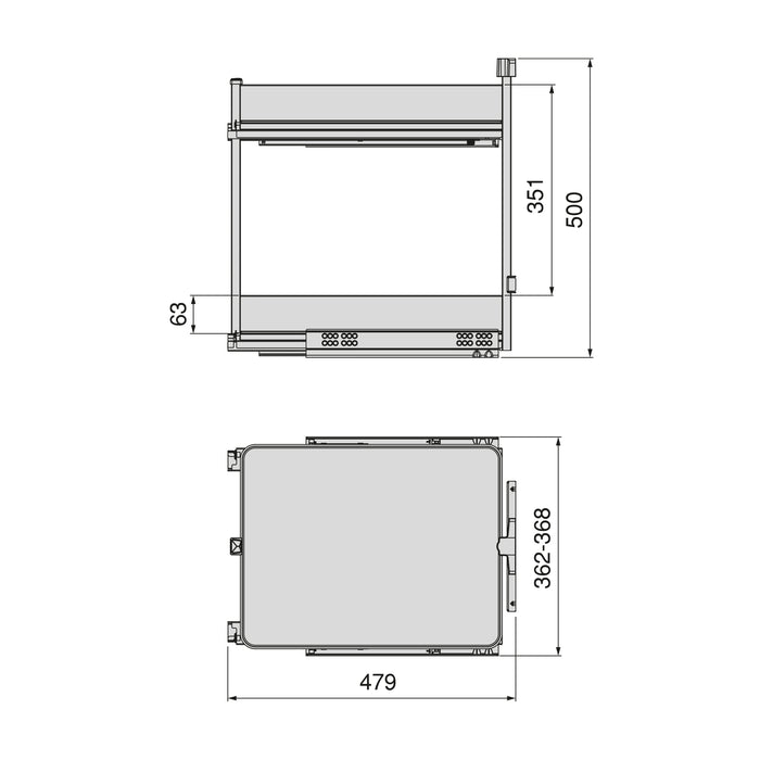 Emuca NEU | Harmony-Ausziehwagen mit Soft-Close, Modul Breite 400mm Höhe 700mm, Stahl und Holz, Anthrazitgrau