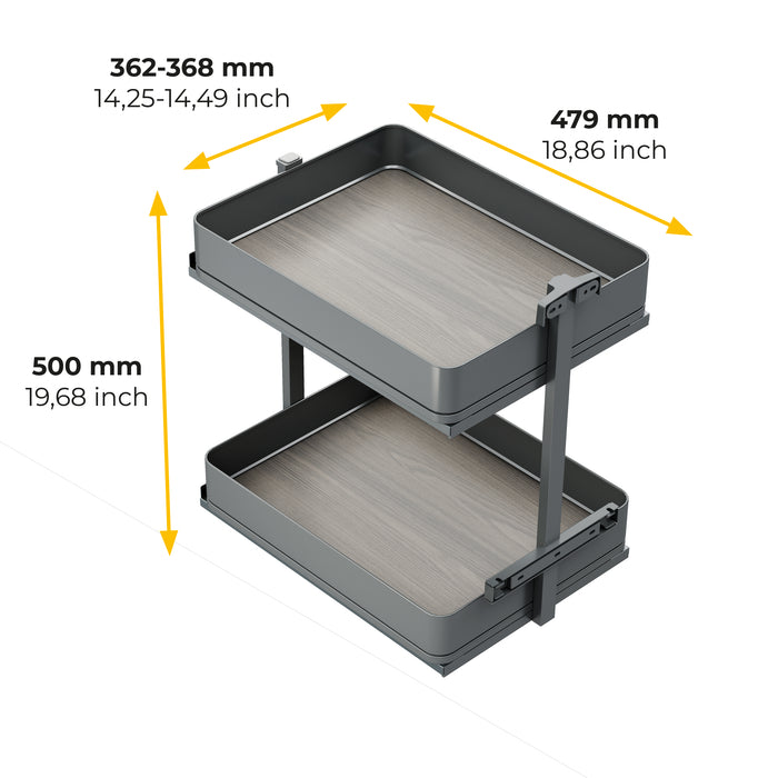 Emuca NEU | Harmony-Ausziehwagen mit Soft-Close, Modul Breite 400mm Höhe 700mm, Stahl und Holz, Anthrazitgrau