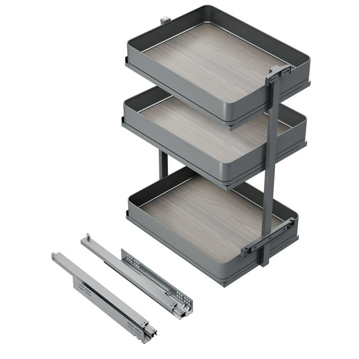 Emuca NEU | Harmony-Ausziehwagen mit Soft-Close, Modul Breite 400mm Höhe 800mm, Stahl und Holz, Anthrazitgrau
