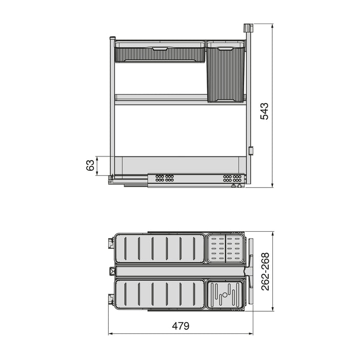 Emuca NEU | Harmony-Ausziehregal mit Körben und Zubehör mit Soft-Close, Modul Breite 300mm Höhe 700mm, Stahl und Holz, Anthrazitgrau