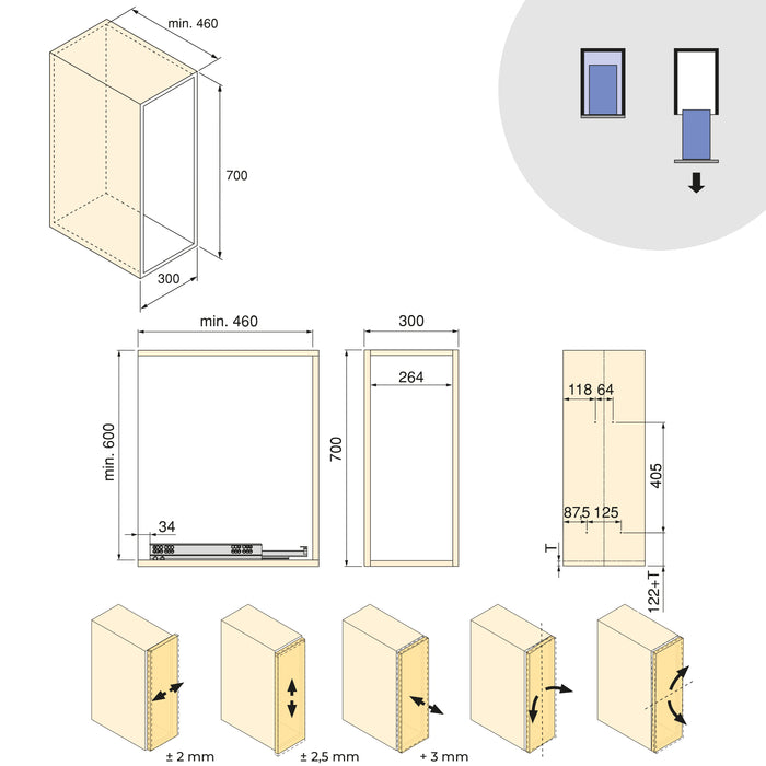 Emuca NEU | Harmony-Ausziehregal mit Körben und Zubehör mit Soft-Close, Modul Breite 300mm Höhe 700mm, Stahl und Holz, Anthrazitgrau