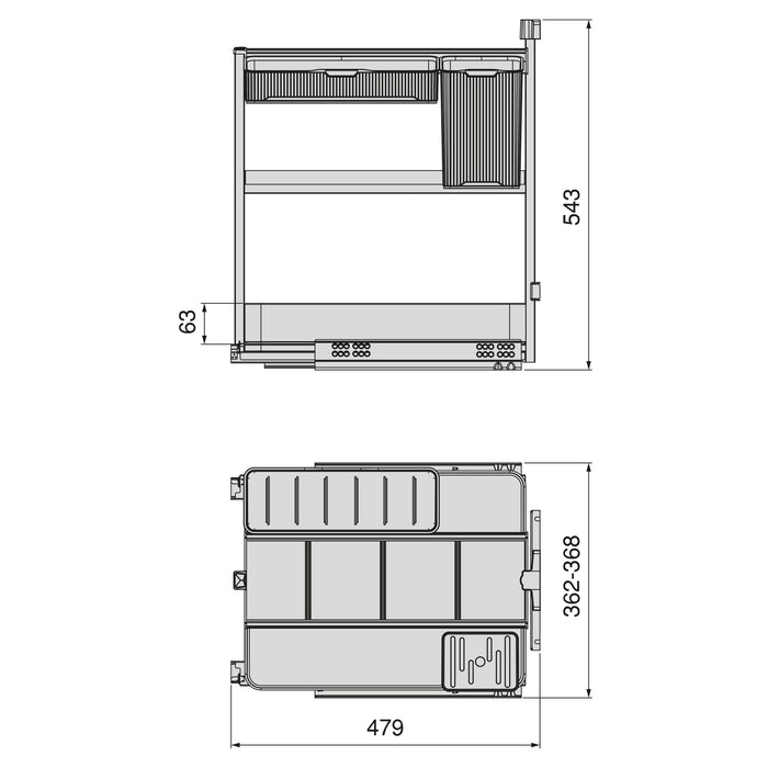 Emuca NEU | Harmony-Ausziehregal mit Körben und Zubehör mit Soft-Close, Modul Breite 400mm Höhe 700mm, Stahl und Holz, Anthrazitgrau