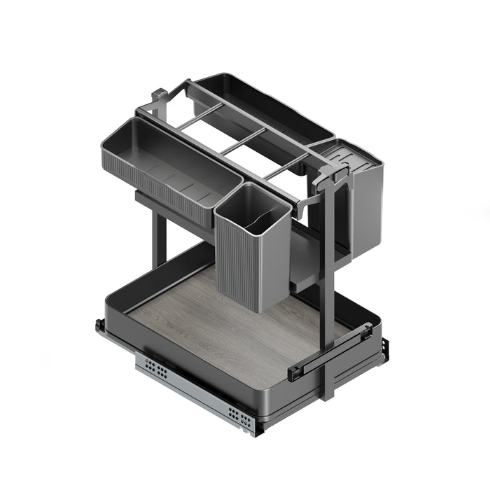 Emuca NEU | Harmony-Ausziehregal mit Körben und Zubehör mit Soft-Close, Modul Breite 400mm Höhe 700mm, Stahl und Holz, Anthrazitgrau
