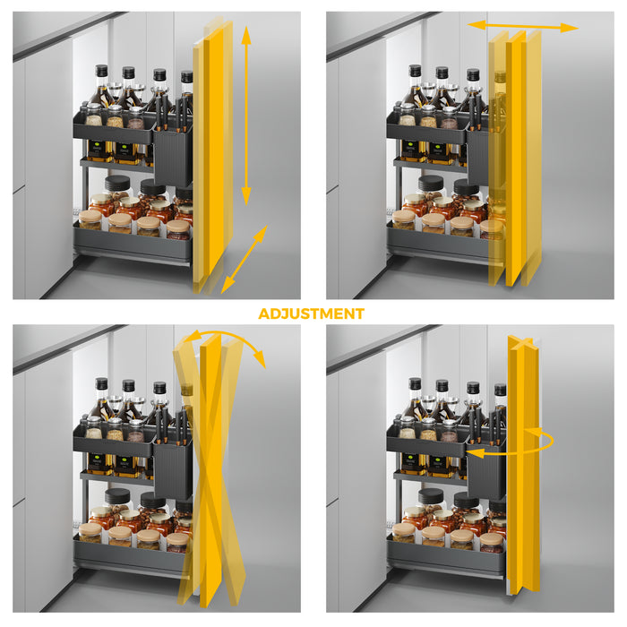 Emuca NEU | Harmony-Ausziehregal mit Körben und Zubehör mit Soft-Close, Modul Breite 400mm Höhe 700mm, Stahl und Holz, Anthrazitgrau